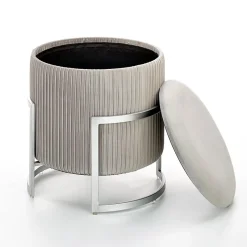Garnero Arredamenti Pouf-Pouf da salotto contenitore in velluto chiaro Franklin Grigio