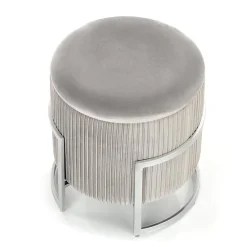 Garnero Arredamenti Pouf-Pouf da salotto contenitore in velluto chiaro Franklin Grigio