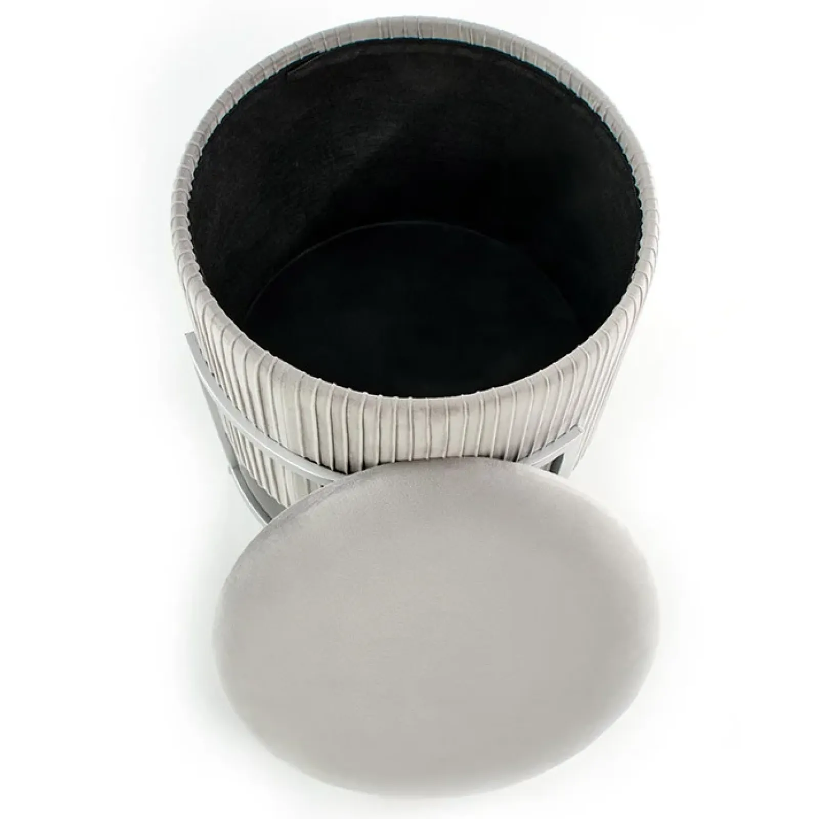 Garnero Arredamenti Pouf-Pouf da salotto contenitore in velluto chiaro Franklin Grigio