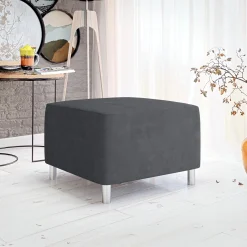 Garnero Arredamenti Pouf-Pouf imbottito in tessuto 65x56cm grigio scuro Titus Tessuto Vellutato Alova Grigio