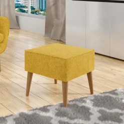 Garnero Arredamenti Pouf-Pouf imbottito in tessuto quadrato 65x65cm giallo Soffio Senape