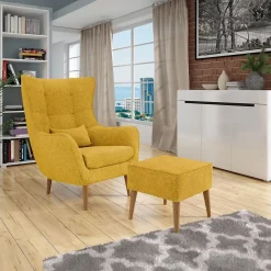 Garnero Arredamenti Pouf-Pouf imbottito in tessuto quadrato 65x65cm giallo Soffio Senape