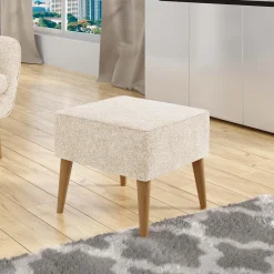 Garnero Arredamenti Pouf-Pouf imbottito in tessuto quadrato 65x65cm Soffio Beige
