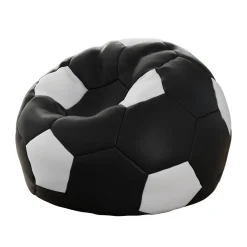 Garnero Arredamenti Pouf-Pouf poltrona sacco palla da calcio ecopelle nero bianco Lionel Nero - Bianco