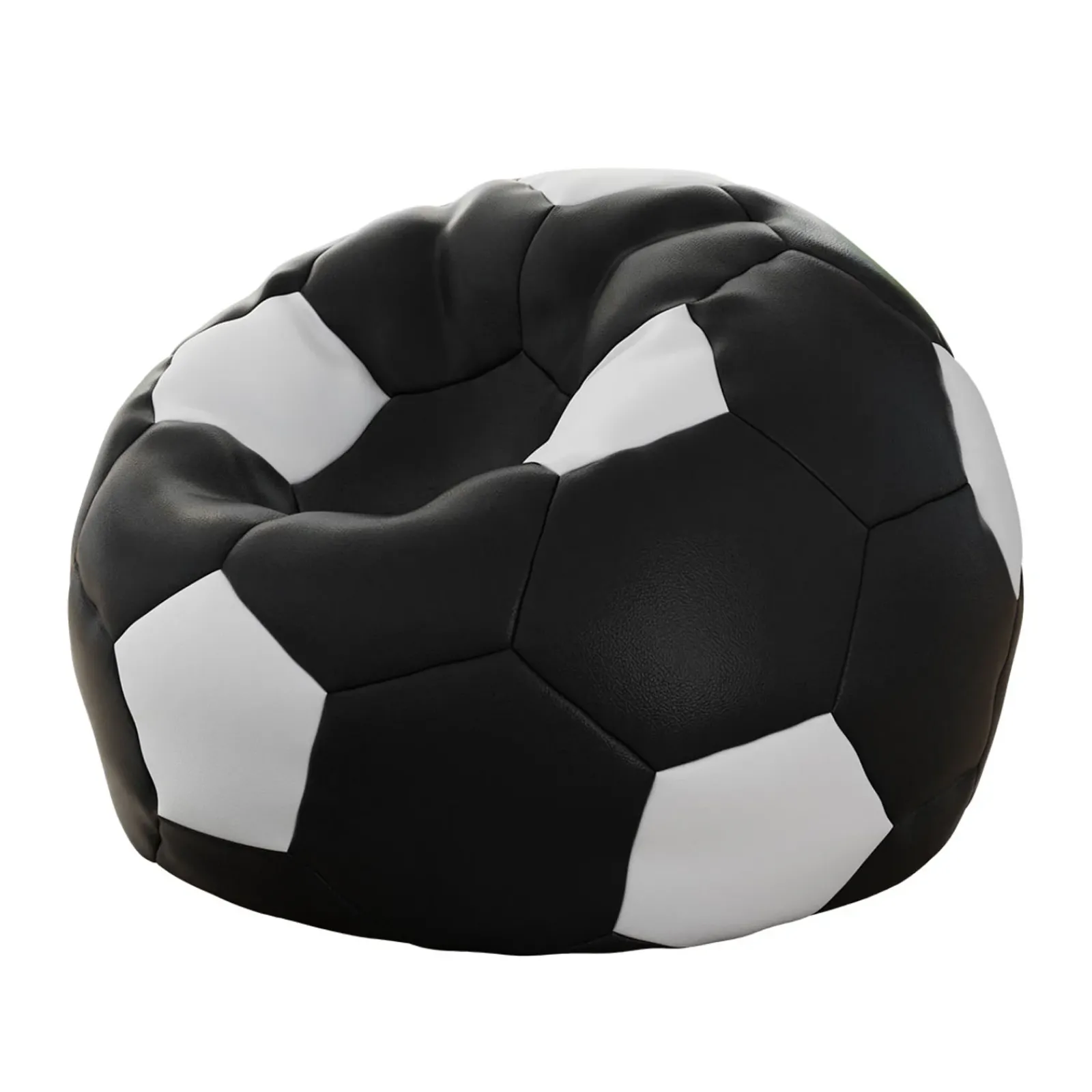 Garnero Arredamenti Pouf-Pouf poltrona sacco palla da calcio ecopelle nero bianco Lionel Nero - Bianco