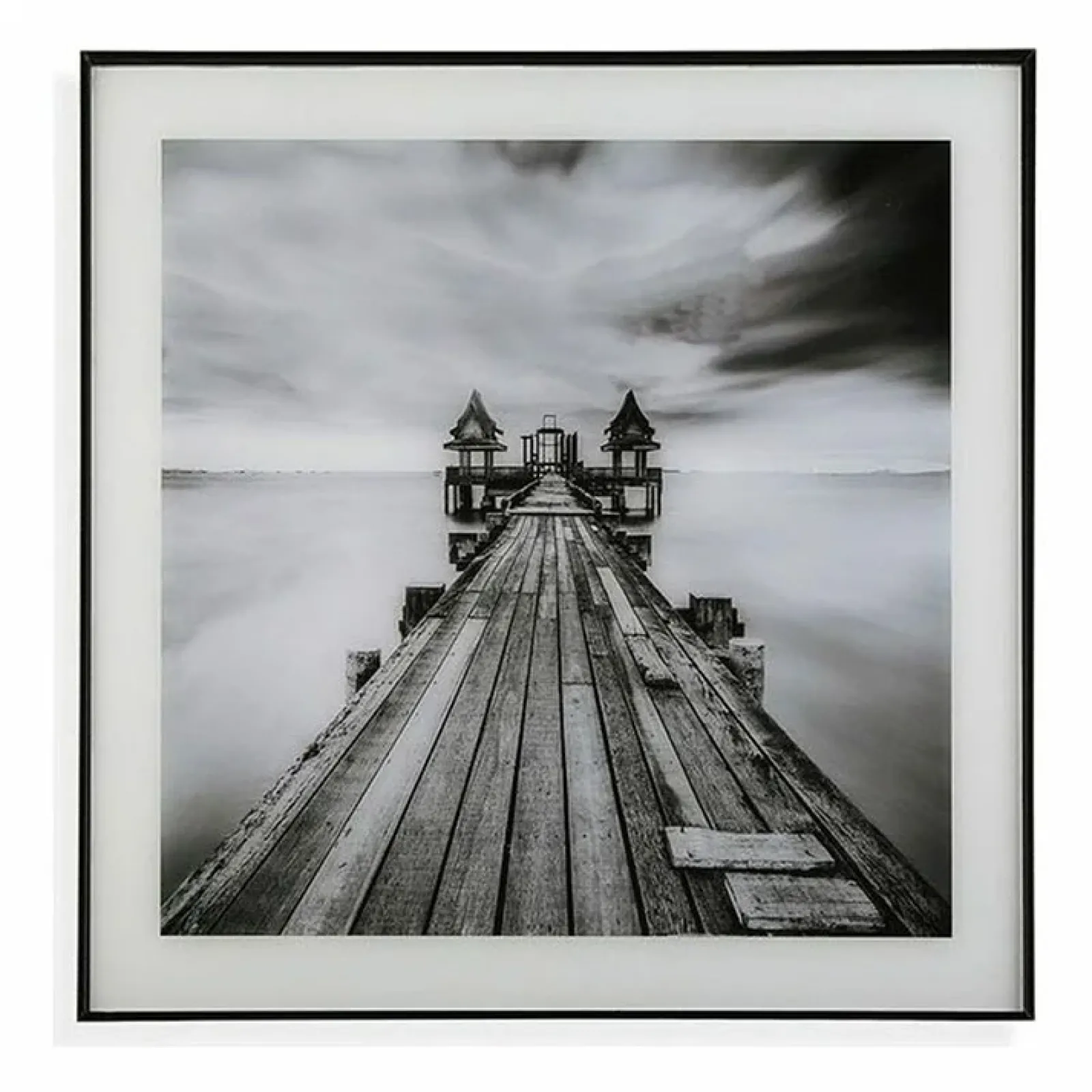 Garnero Arredamenti Portafotografie E Quadri-Quadro da parete con stampa Ponticello 50x50cm bianco nero Roia