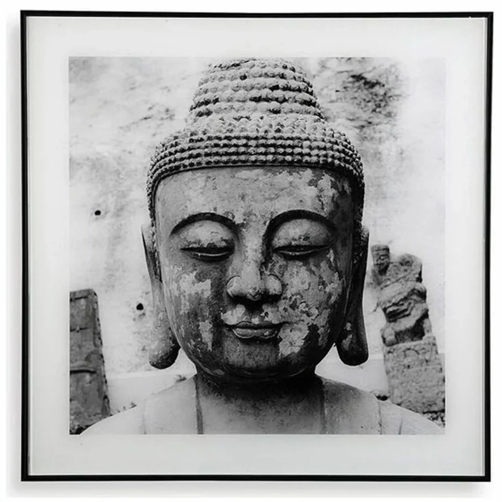 Garnero Arredamenti Portafotografie E Quadri-Quadro da parete design con stampa Buddha 50x50cm bianco nero Roia