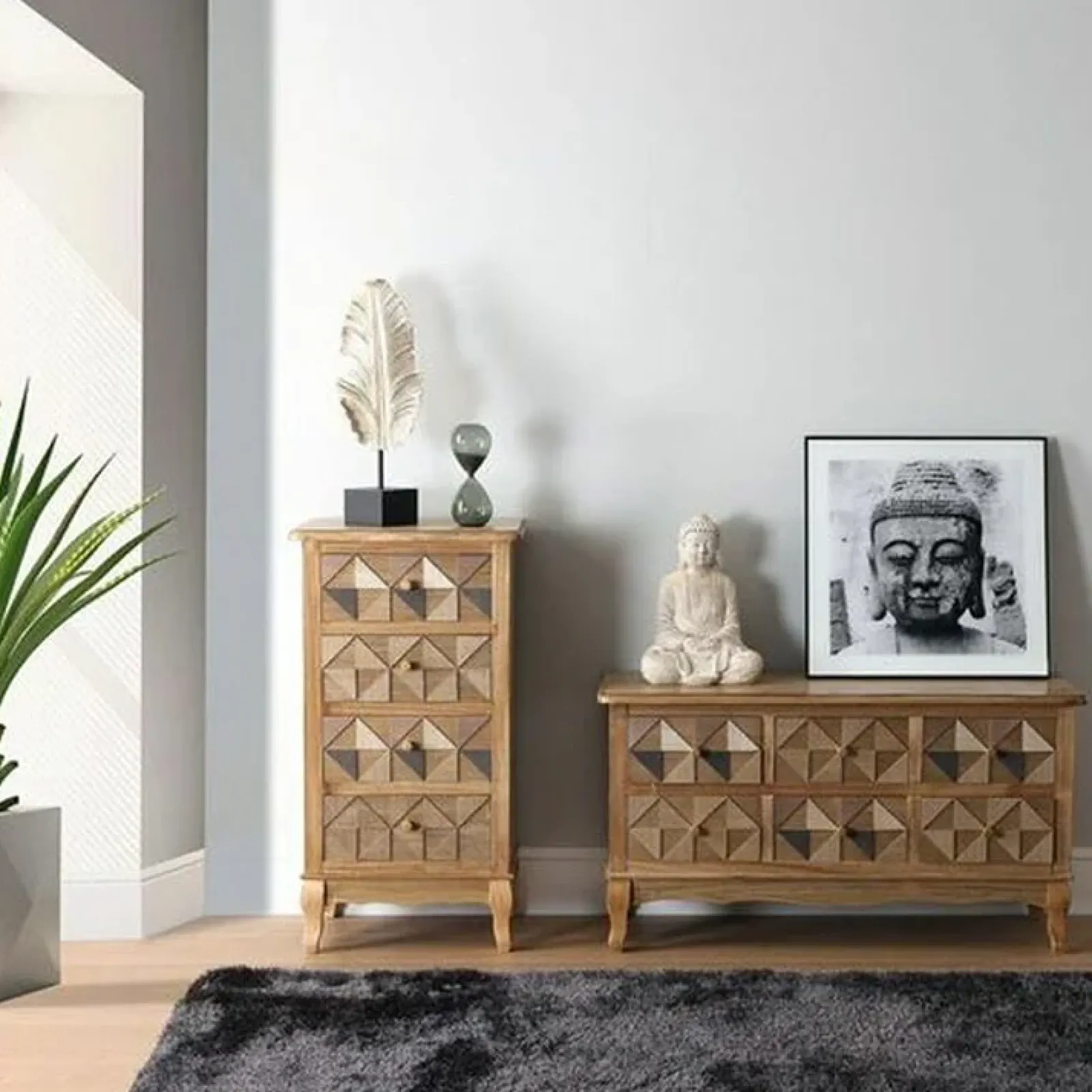 Garnero Arredamenti Portafotografie E Quadri-Quadro da parete design con stampa Buddha 50x50cm bianco nero Roia