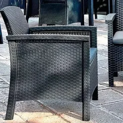 Garnero Arredamenti Salotto Da Giardino-Salotto da giardino 2 poltrone divano tavolino con cuscini polipropilene grafite Capri