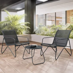 Garnero Arredamenti Salotto Da Giardino-Salotto da giardino 2 posti con tavolino moderno antracite Nerone