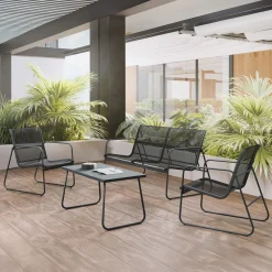 Garnero Arredamenti Salotto Da Giardino-Salotto da giardino 4 posti con tavolino moderno Zeno Antracite