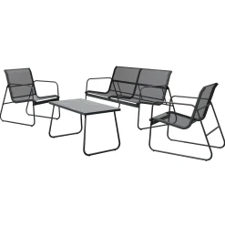 Garnero Arredamenti Salotto Da Giardino-Salotto da giardino 4 posti con tavolino moderno Zeno Antracite