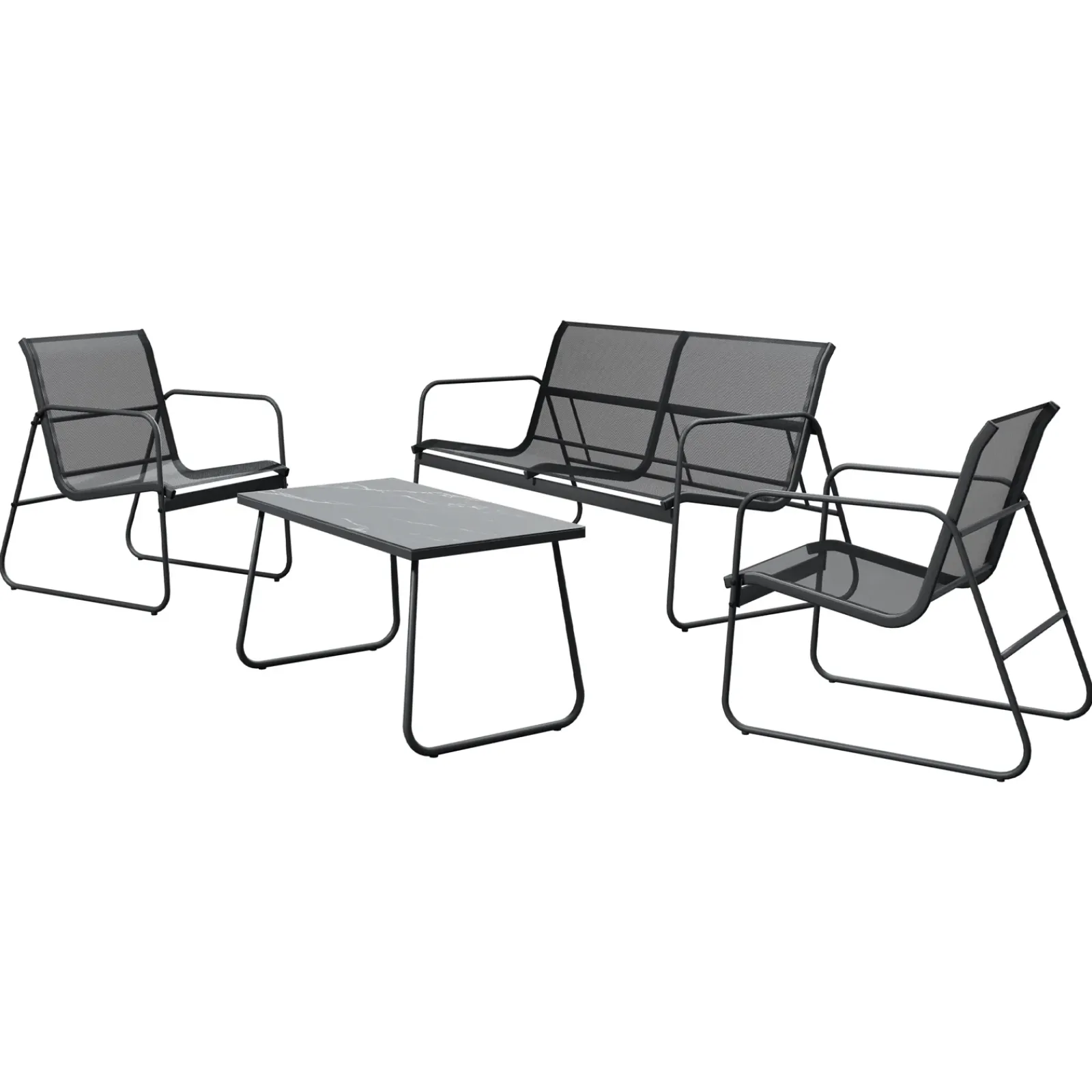 Garnero Arredamenti Salotto Da Giardino-Salotto da giardino 4 posti con tavolino moderno Zeno Antracite