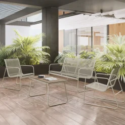 Garnero Arredamenti Salotto Da Giardino-Salotto da giardino 4 posti con tavolino moderno Zeno Beige