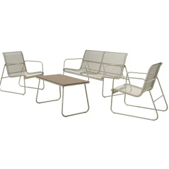 Garnero Arredamenti Salotto Da Giardino-Salotto da giardino 4 posti con tavolino moderno Zeno Beige