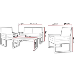 Garnero Arredamenti Salotto Da Giardino-Salotto da giardino 4 posti con cuscini e tavolino acacia nero Timo