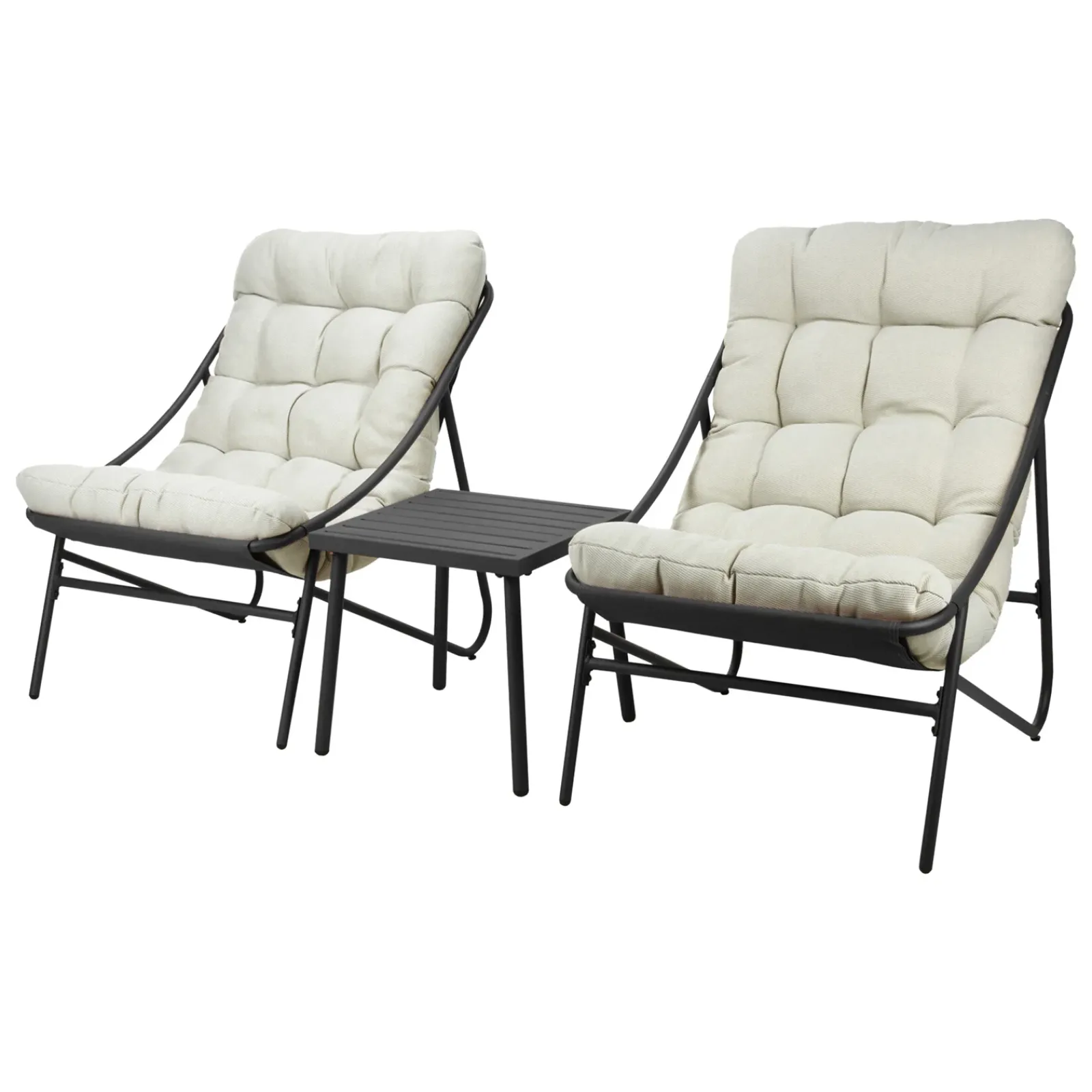 Garnero Arredamenti Salotto Da Giardino-Salotto da giardino 2 posti con cuscini e tavolino antracite beige Aurelia Antracite - Beige