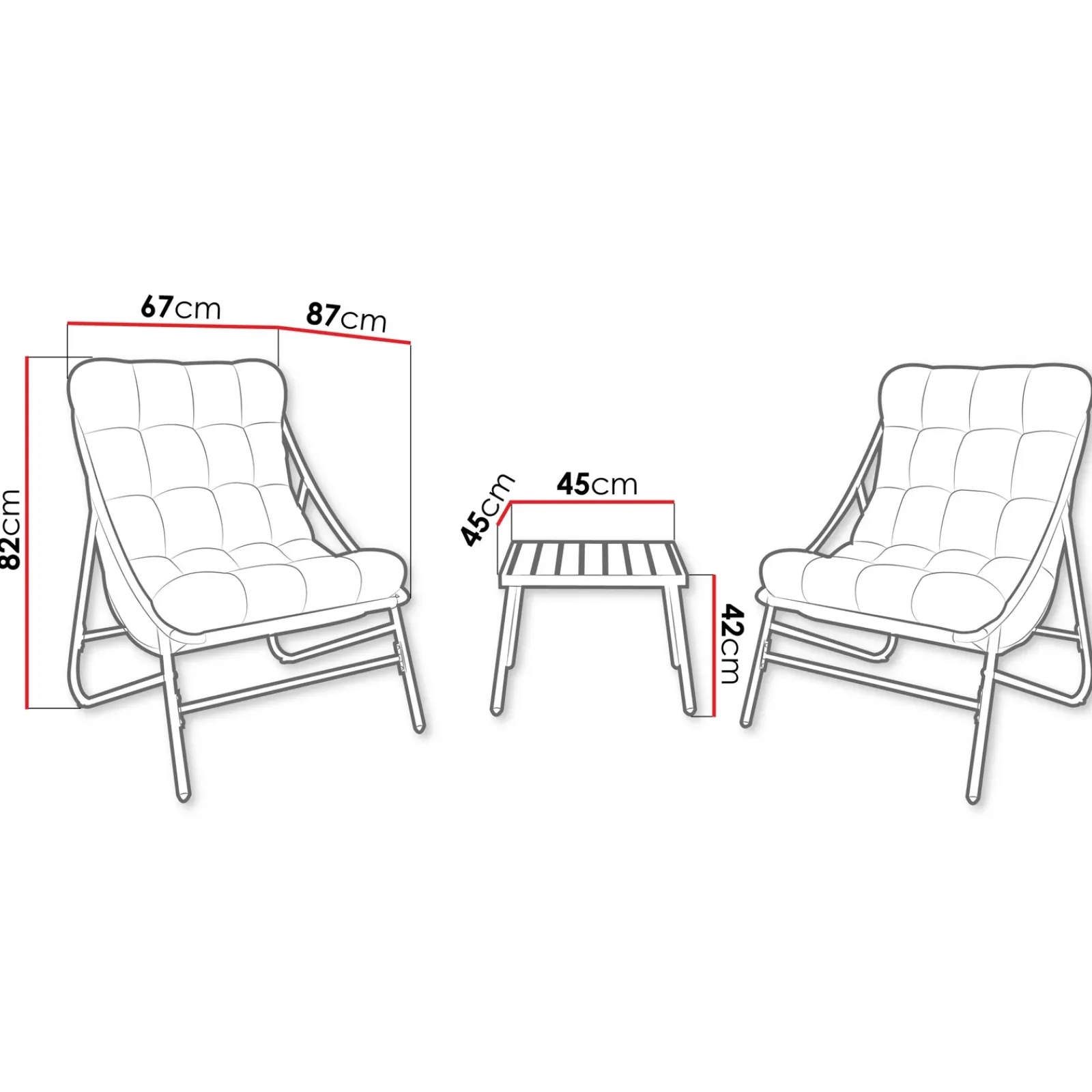 Garnero Arredamenti Salotto Da Giardino-Salotto da giardino 2 posti con cuscini e tavolino antracite beige Aurelia Antracite - Beige