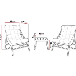 Garnero Arredamenti Salotto Da Giardino-Salotto da giardino 2 posti con cuscini e tavolino Aurelia Beige