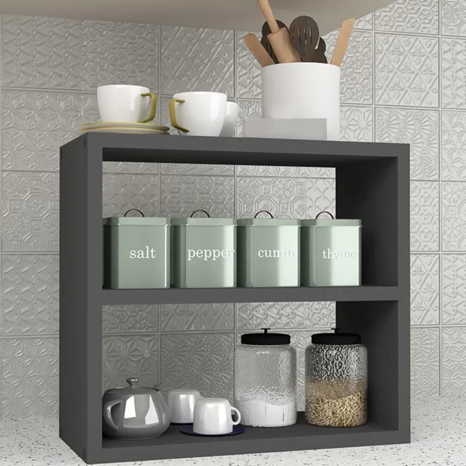 Garnero Arredamenti Scaffali E Dispense-Scaffale da cucina 44x40h cm moderno Grecia Antracite