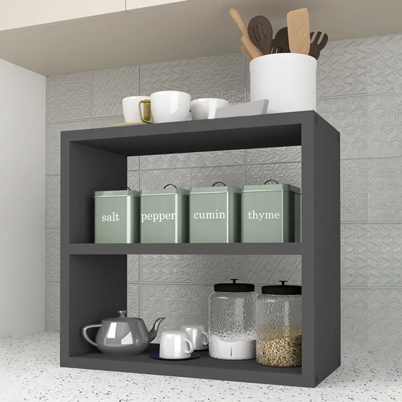 Garnero Arredamenti Scaffali E Dispense-Scaffale da cucina 44x40h cm moderno Grecia Antracite