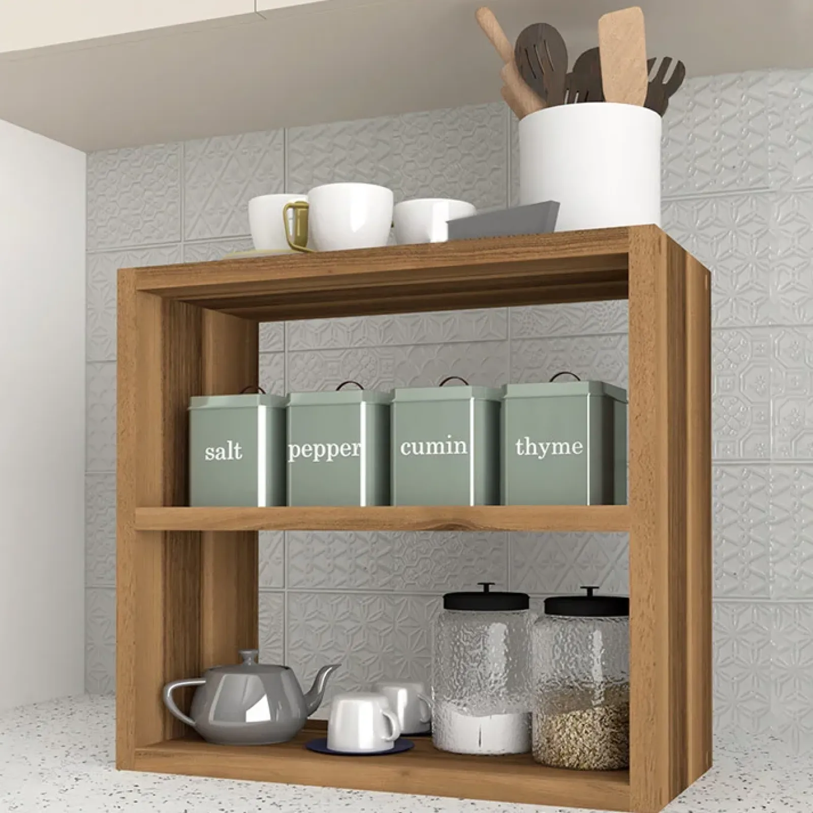 Garnero Arredamenti Scaffali E Dispense-Scaffale da cucina 44x40h cm moderno Grecia Noce