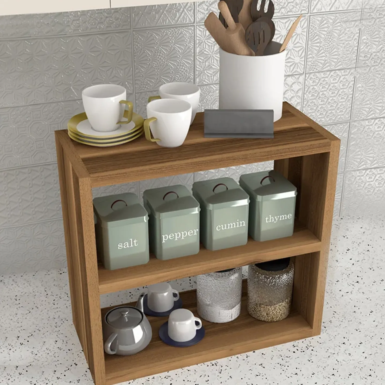 Garnero Arredamenti Scaffali E Dispense-Scaffale da cucina 44x40h cm moderno Grecia Noce