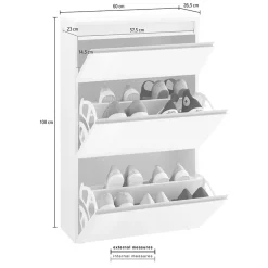 Garnero Arredamenti Scarpiere E Cassepanche|Scarpiere-Scarpiera ingresso 60x108cm 2 ante Eclisse Bianco Lucido