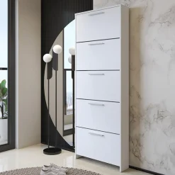 Garnero Arredamenti Scarpiere E Cassepanche|Scarpiere-Scarpiera ingresso 69x187h cm bianco opaco Benton