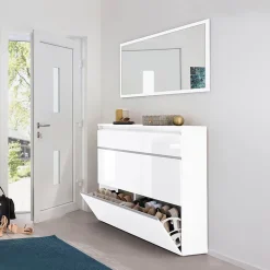 Garnero Arredamenti Scarpiere E Cassepanche|Scarpiere-Scarpiera ingresso 120x108h cm 2 ante Eclisse Bianco Lucido