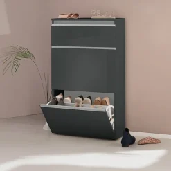 Garnero Arredamenti Scarpiere E Cassepanche|Scarpiere-Scarpiera ingresso 60x108h cm 2 ante lucido Eclisse Antracite