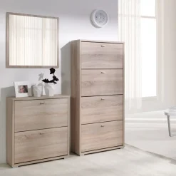 Garnero Arredamenti Scarpiere E Cassepanche|Scarpiere-Scarpiera ingresso 69x147h cm 4 ante Lola Rovere