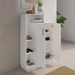 Garnero Arredamenti Scarpiere E Cassepanche|Scarpiere-Scarpiera ingresso 90x140h cm design bianco frassinato Jerome