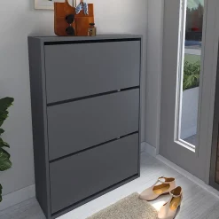 Garnero Arredamenti Scarpiere E Cassepanche|Scarpiere-Scarpiera ingresso 74x110h cm moderna Palmaria Antracite