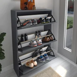 Garnero Arredamenti Scarpiere E Cassepanche|Scarpiere-Scarpiera ingresso 74x110h cm moderna Palmaria Antracite