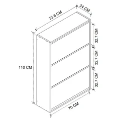 Garnero Arredamenti Scarpiere E Cassepanche|Scarpiere-Scarpiera ingresso 74x110h cm moderna Palmaria Antracite
