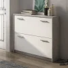 Garnero Arredamenti Scarpiere E Cassepanche|Scarpiere-Scarpiera ingresso 98x81h cm 2 ante ribalta bianco frassinato cemento Thomas