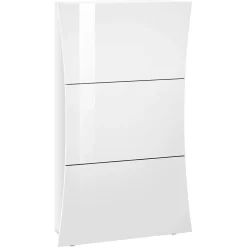 Garnero Arredamenti Scarpiere E Cassepanche|Scarpiere-Scarpiera ingresso 70x121h cm 3 ante moderna bianco lucido Neve