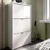 Garnero Arredamenti Scarpiere E Cassepanche|Scarpiere-Scarpiera ingresso 61x113h cm moderna 3 ante bianco lucido Jepson