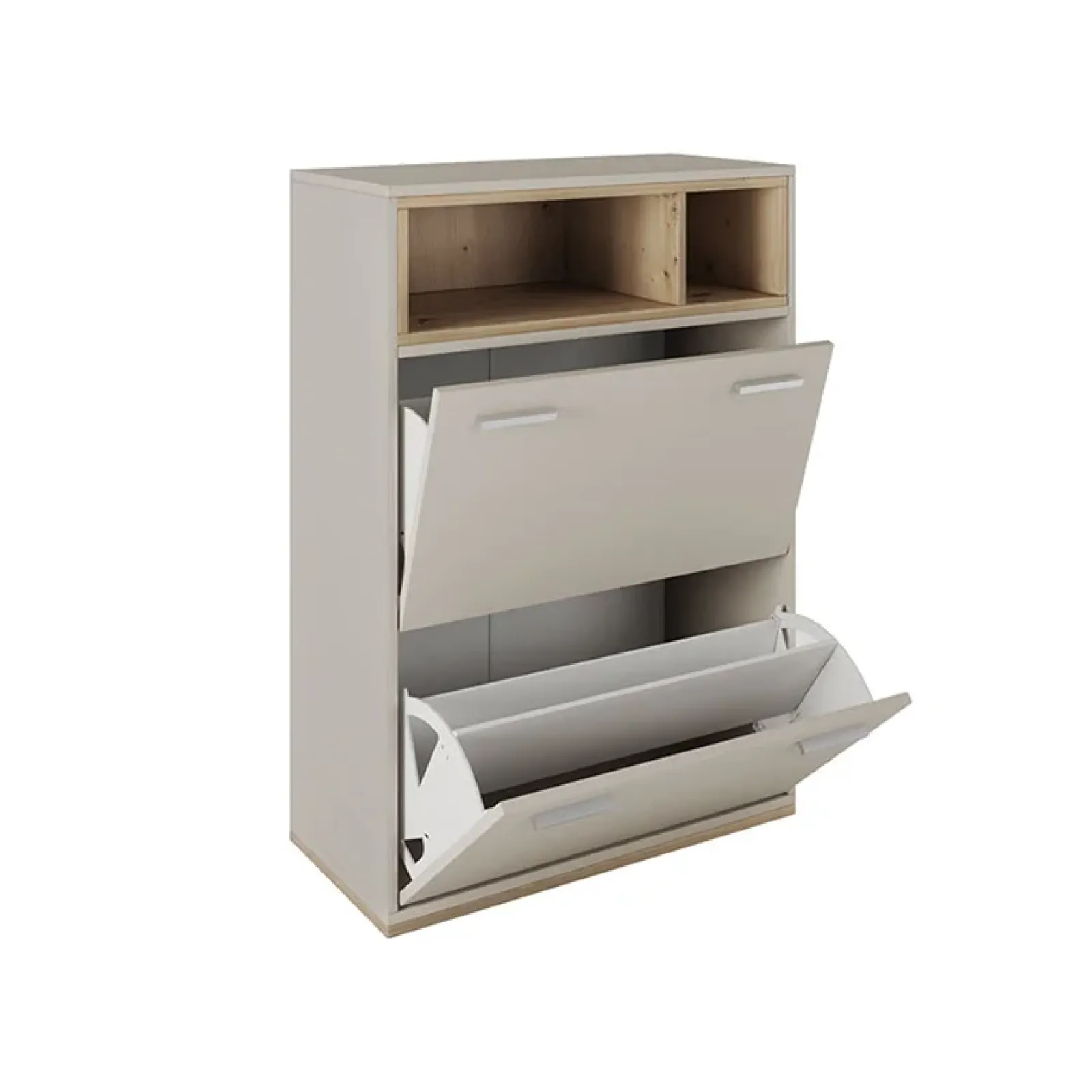 Garnero Arredamenti Scarpiere E Cassepanche|Scarpiere-Scarpiera ingresso 70x101h cm 2 ante moderna rovere naturale beige satinato Kenya