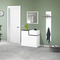 Garnero Arredamenti Scarpiere E Cassepanche|Scarpiere-Scarpiera ingresso 80x80h cm 2 ante bianco lucido ossido Lucidardo Bianco Lucido - Ossido