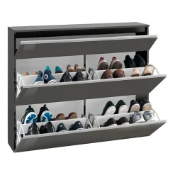 Garnero Arredamenti Scarpiere E Cassepanche|Scarpiere-Scarpiera ingresso 120x108h cm 2 ante lucido Eclisse Antracite