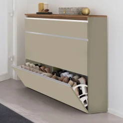 Garnero Arredamenti Scarpiere E Cassepanche|Scarpiere-Scarpiera ingresso 120x108h cm 2 ante tortora rovere Eclisse Tortora - Rovere