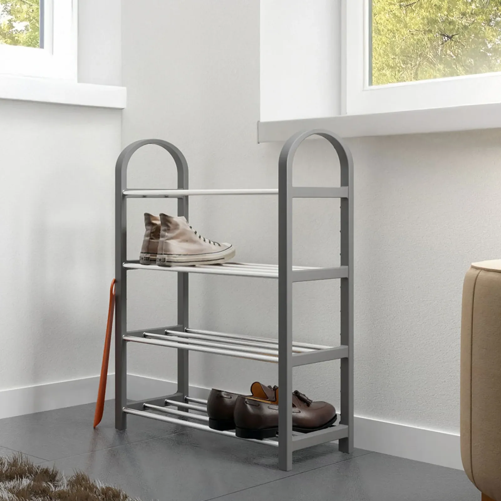 Garnero Arredamenti Scarpiere E Cassepanche|Scarpiere-Scarpiera ingresso 50x65h cm 4 ripiani Lavinia Grigio