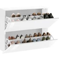 Garnero Arredamenti Scarpiere E Cassepanche|Scarpiere-Scarpiera sospesa 100x82h cm 2 ante moderna bianco lucido Neve