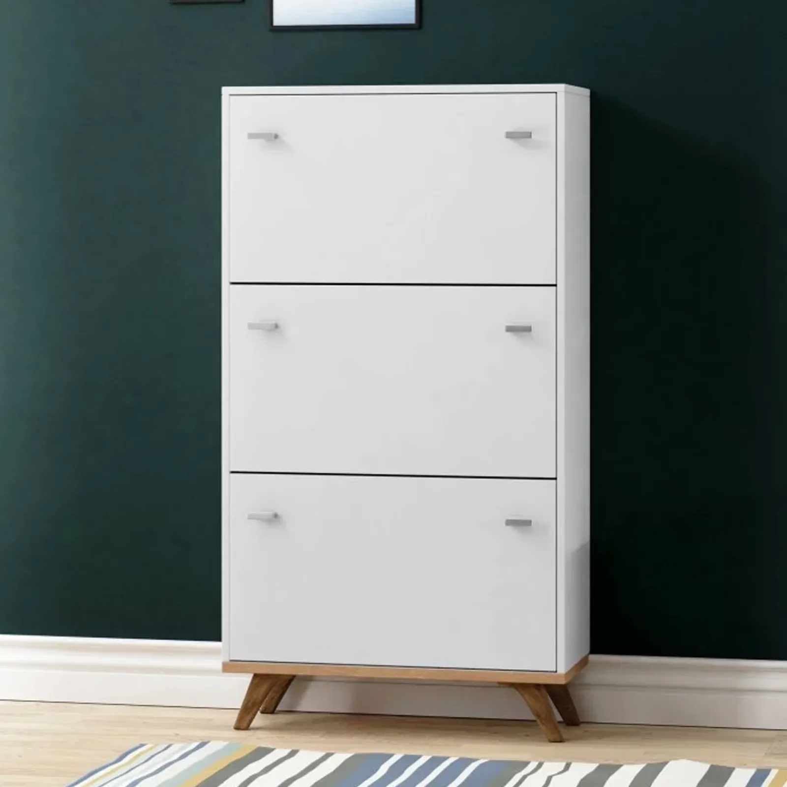 Garnero Arredamenti Scarpiere E Cassepanche|Scarpiere-Scarpiera 60x130h cm 3 ante bianco rovere Clea