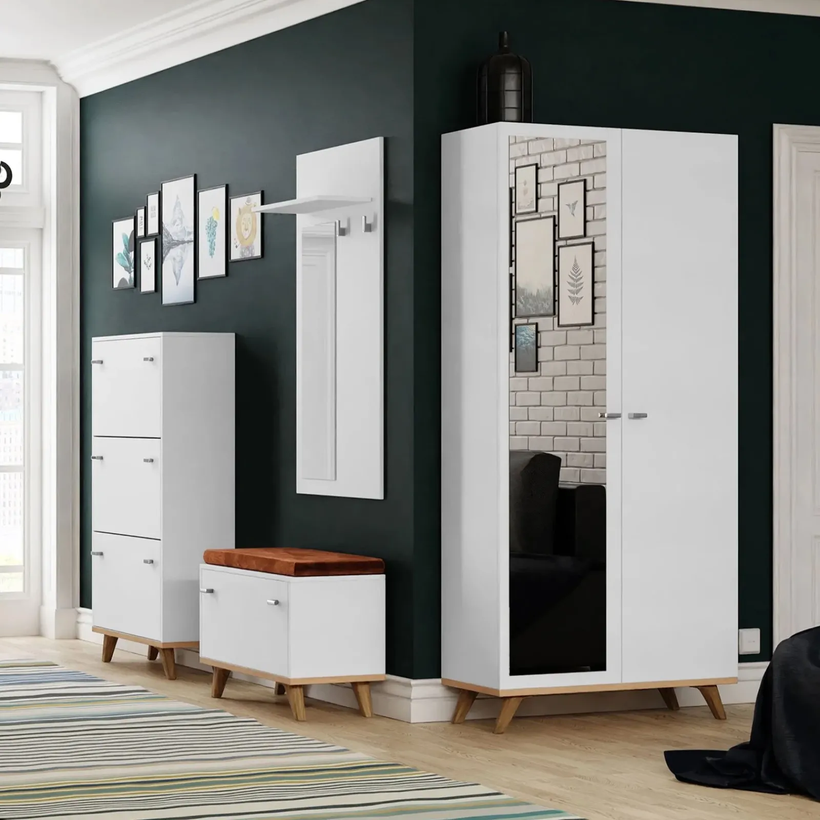 Garnero Arredamenti Scarpiere E Cassepanche|Scarpiere-Scarpiera 60x130h cm 3 ante bianco rovere Clea