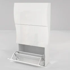 Garnero Arredamenti Scarpiere E Cassepanche|Scarpiere-Scarpiera 71x122h cm 3 ante moderna bianco lucido Sea Gihome®