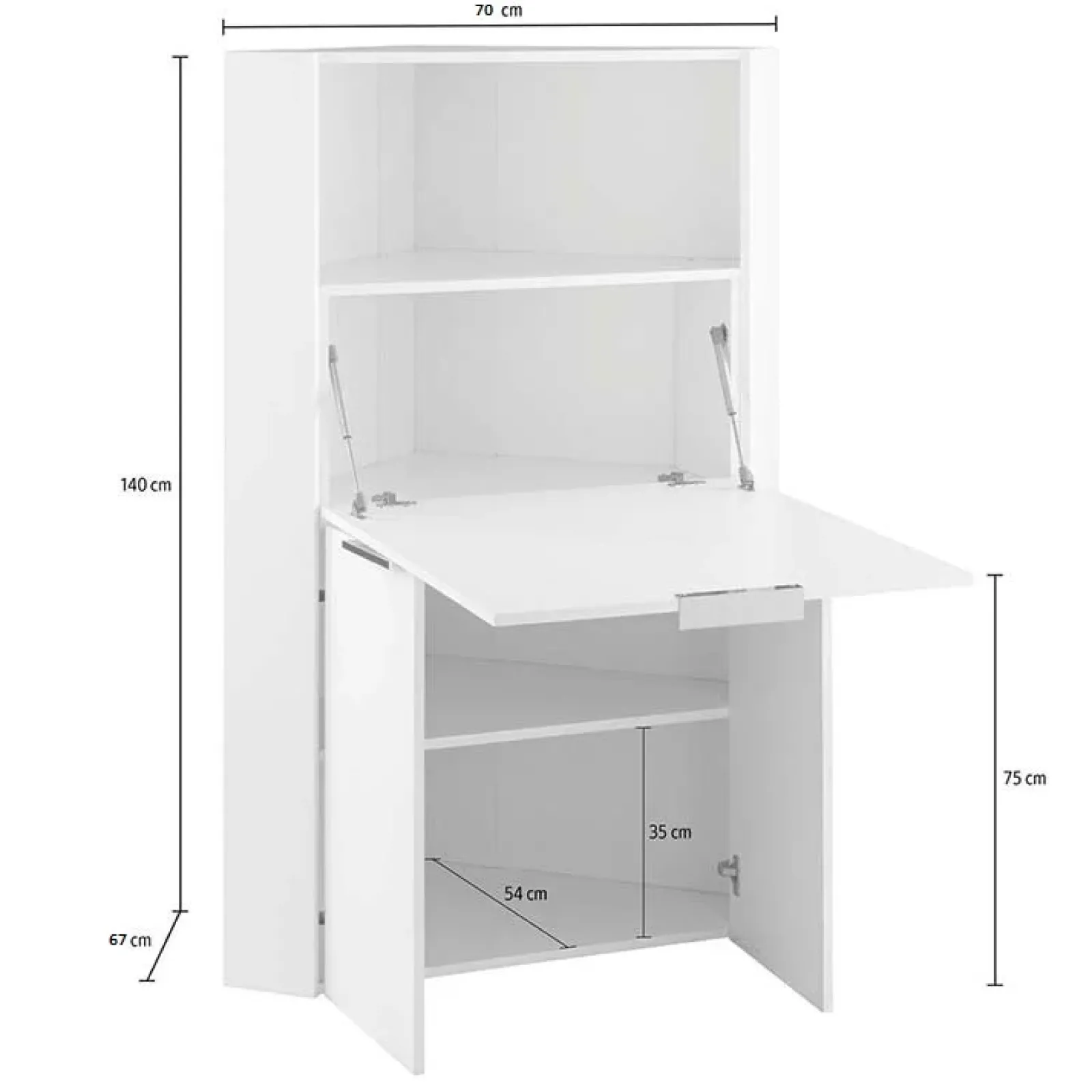 Garnero Arredamenti Scrivanie Per Ragazzi|Scrivanie Ufficio-Scrivania a scomparsa 70x67cm angolare bianco lucido Pinko