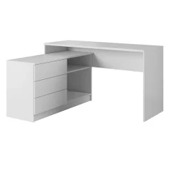 Garnero Arredamenti Scrivanie Per Ragazzi|Scrivanie Ufficio-Scrivania angolare ufficio 138x110cm con cassettiera bianca Fallon